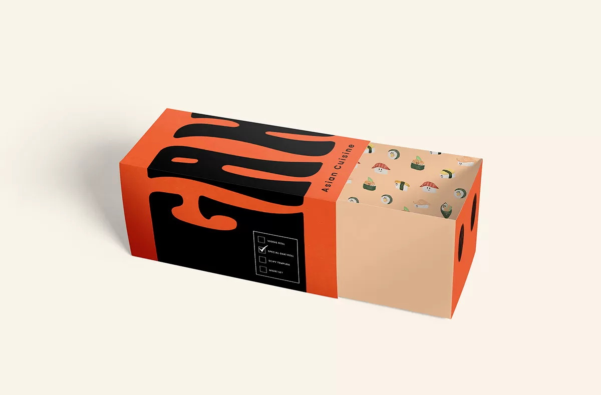 asiancuisine branding Food Packaging restaurant Sushi visual identity japanese sushi project typography